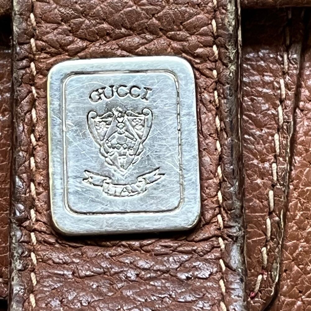 Gucci Vintage Brown Leather Messenger Crossbody Bag Est. 1970's Era - Picture 15 of 15